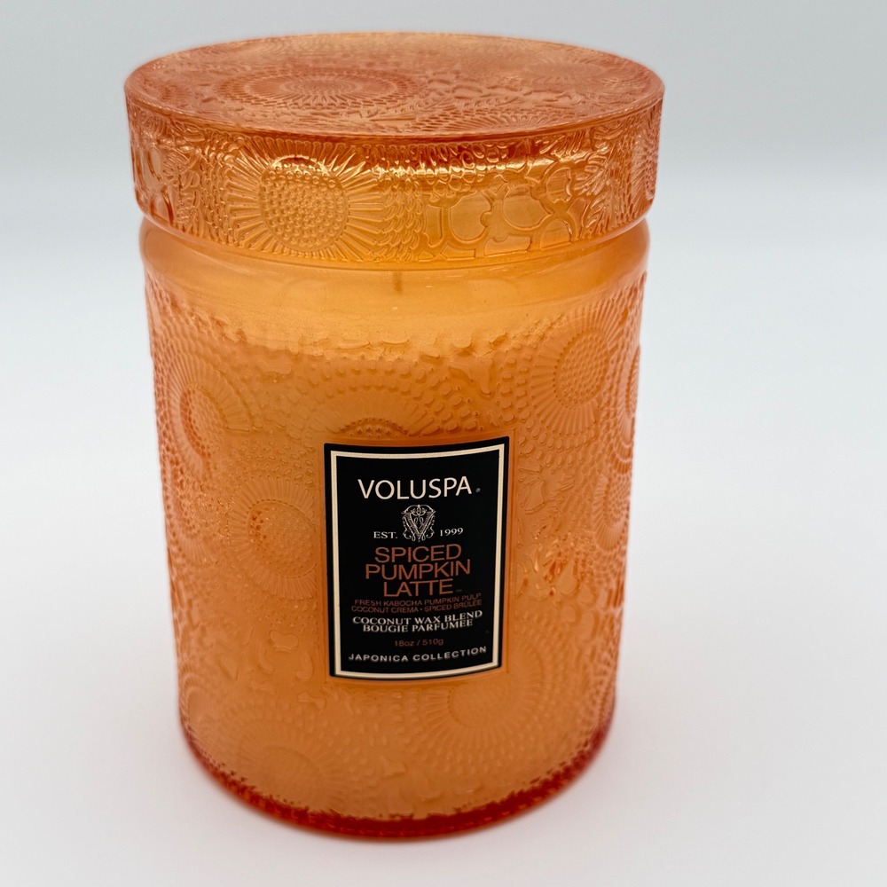 Voluspa Candle 18oz Orange Spiced Pumpkin Latte Japonica Glass NEW